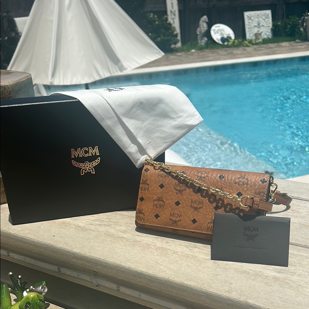 MCM Cognac Visetos Shoulder Bag